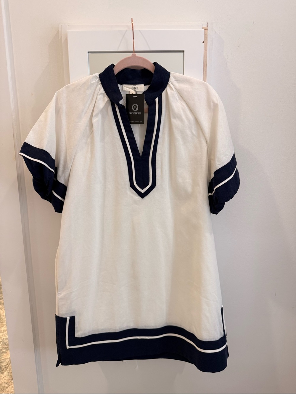 entro White Tunic with Navy Trim